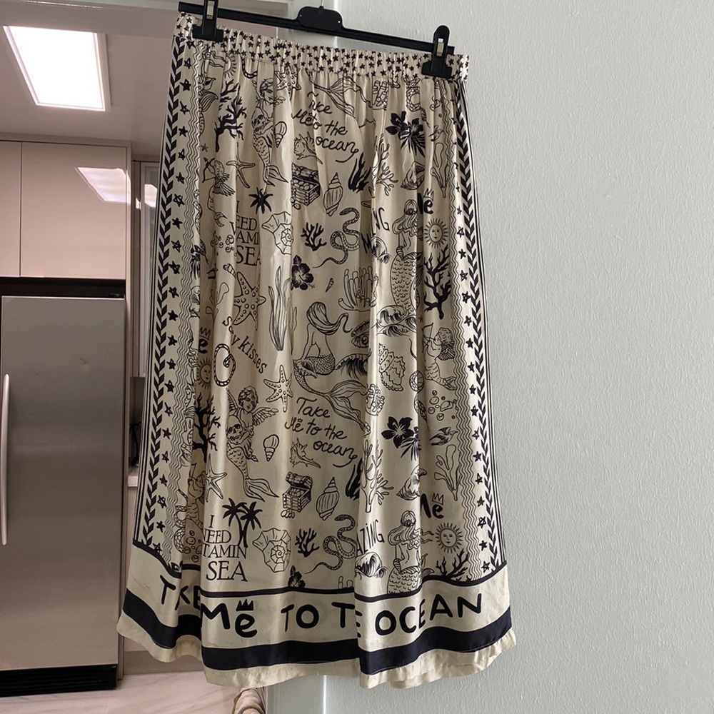 Silk midi skirt